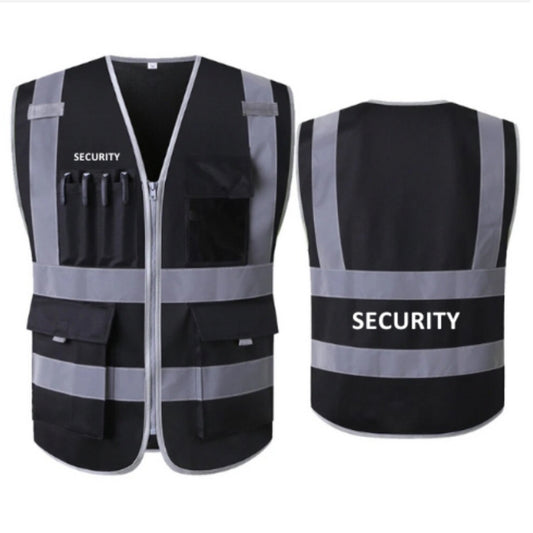 Black Security Guard Safety Vest (Small/Medium, Large/XL, 2XL/3XL Sizes Only)