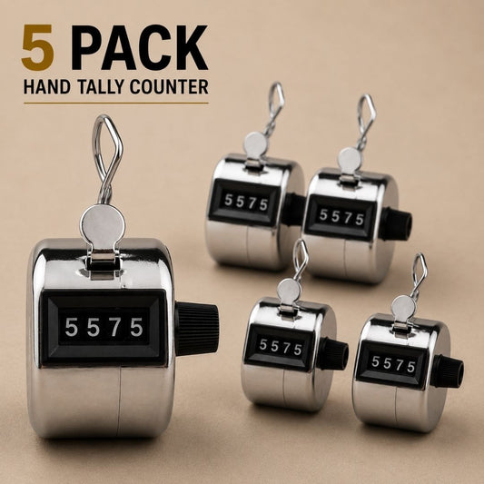 Chrome Handheld Clicker Counter – 5 Pack