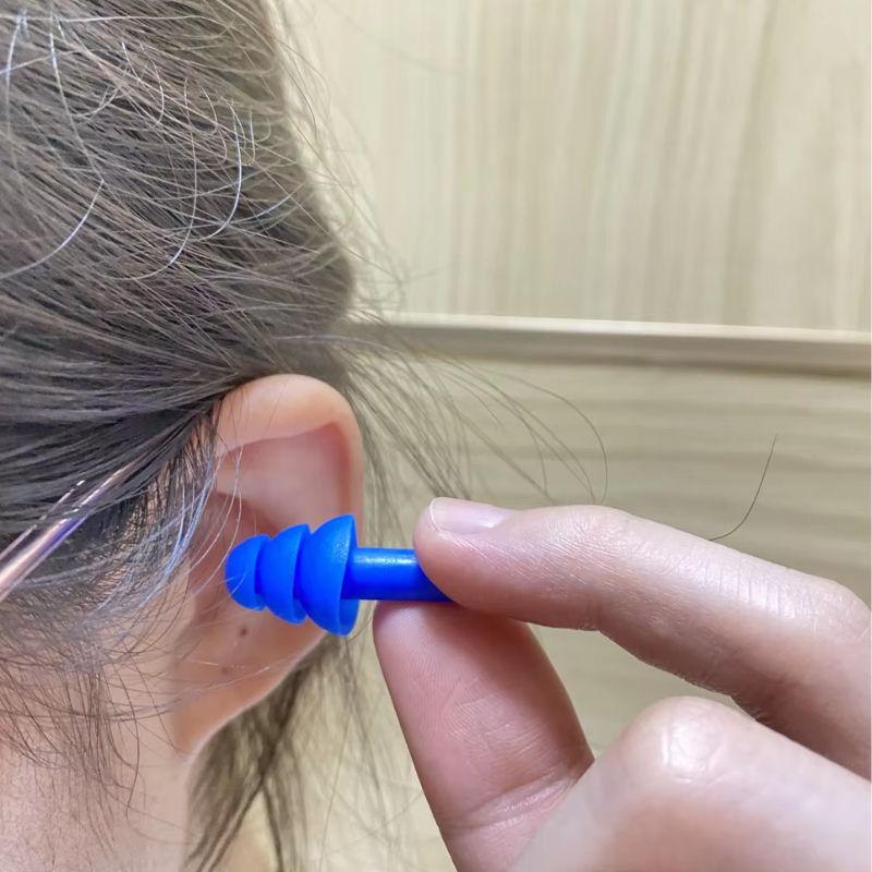 Silicone Reusable Earplugs Hearing Protector With Box - Blue