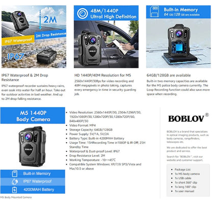 BOBLOV M5 GPS Body Camera/Dash Camera