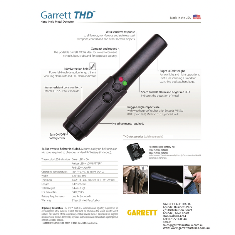 Garrett THD Tactical Hand Held Metal Detector