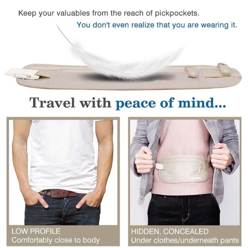 Hidden Travel Waist Pouch (Discreetly store your Passport, Physical Money or Important documents)